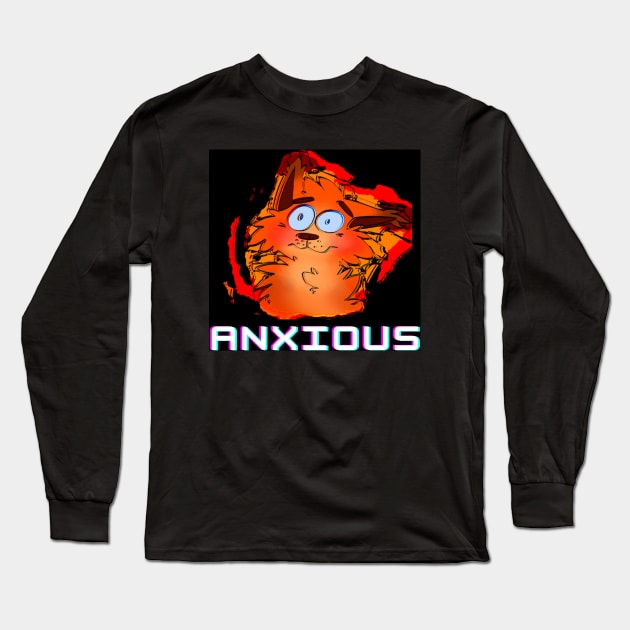 Anxious Cat Long Sleeve T-Shirt by FeralAether